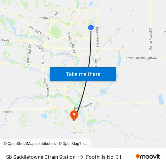 Sb Saddletowne Ctrain Station to Foothills No. 31 map