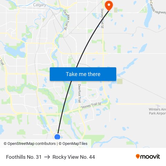 Foothills No. 31 to Rocky View No. 44 map