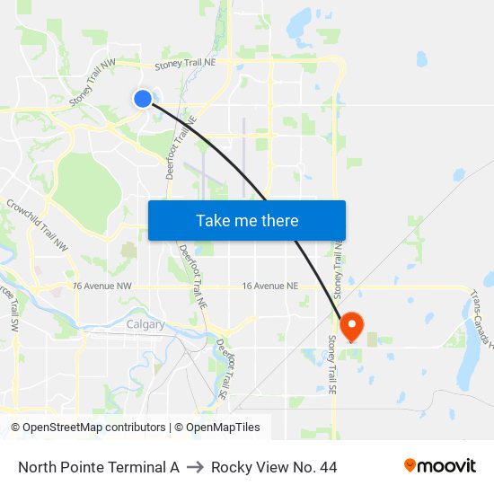 North Pointe Terminal A to Rocky View No. 44 map