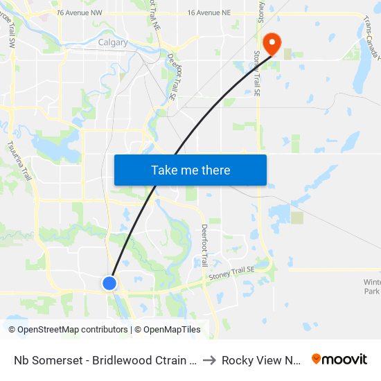 Nb Somerset - Bridlewood Ctrain Station to Rocky View No. 44 map