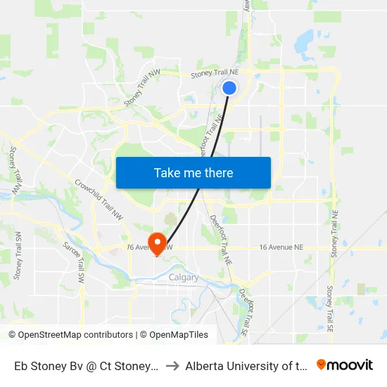 Eb Stoney Bv @ Ct Stoney Garage to Alberta University of the Arts map