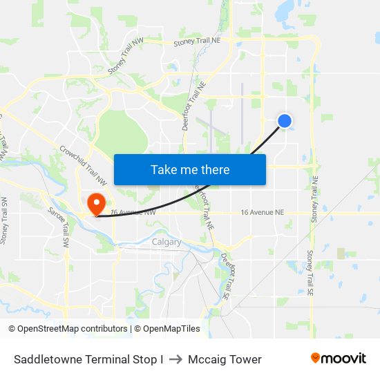 Saddletowne Terminal Stop I to Mccaig Tower map