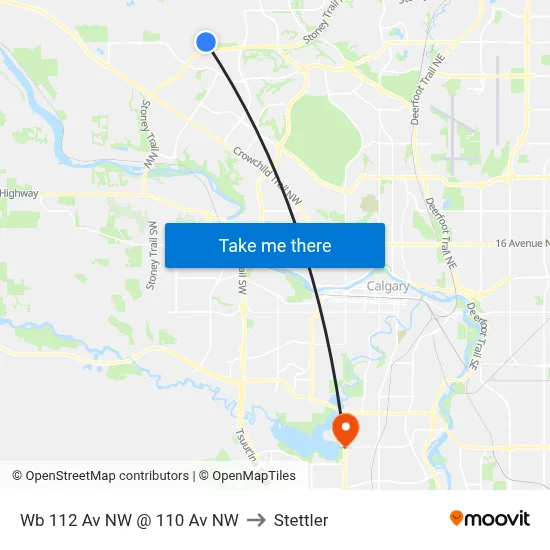Wb 112 Av NW @ 110 Av NW to Stettler map
