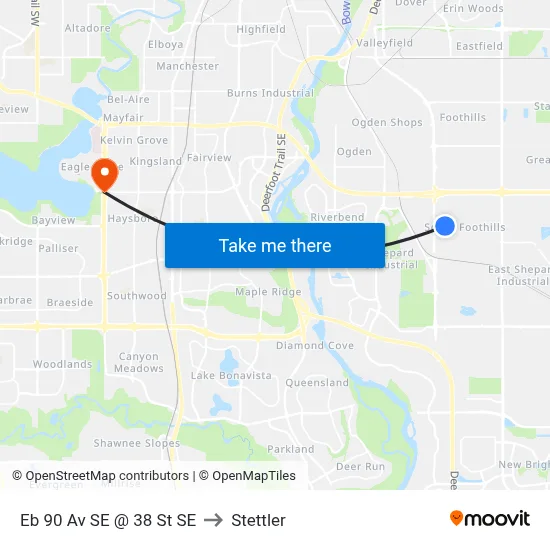 Eb 90 Av SE @ 38 St SE to Stettler map