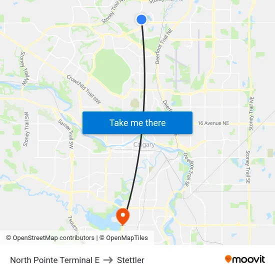 North Pointe Terminal E to Stettler map