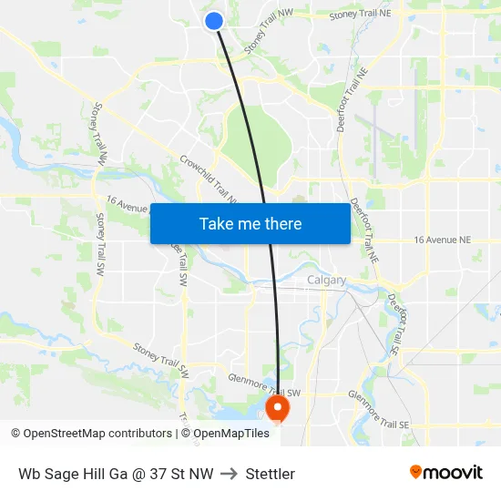 Wb Sage Hill Ga @ 37 St NW to Stettler map