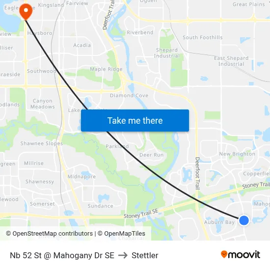 Nb 52 St @ Mahogany Dr SE to Stettler map