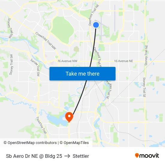 Sb Aero Dr NE @ Bldg 25 to Stettler map