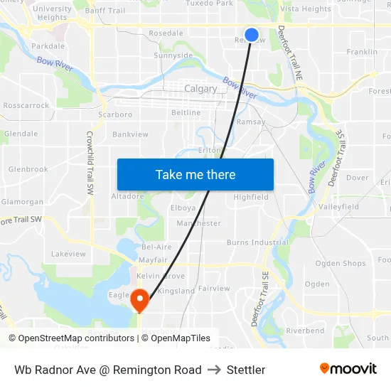 Wb Radnor Ave @ Remington Road to Stettler map