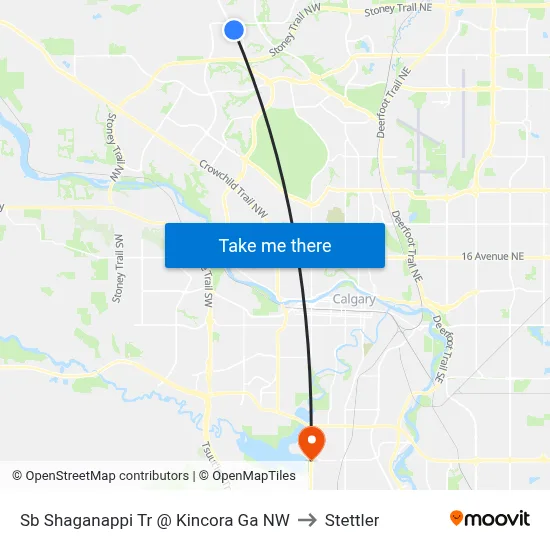 Sb Shaganappi Tr @ Kincora Ga NW to Stettler map