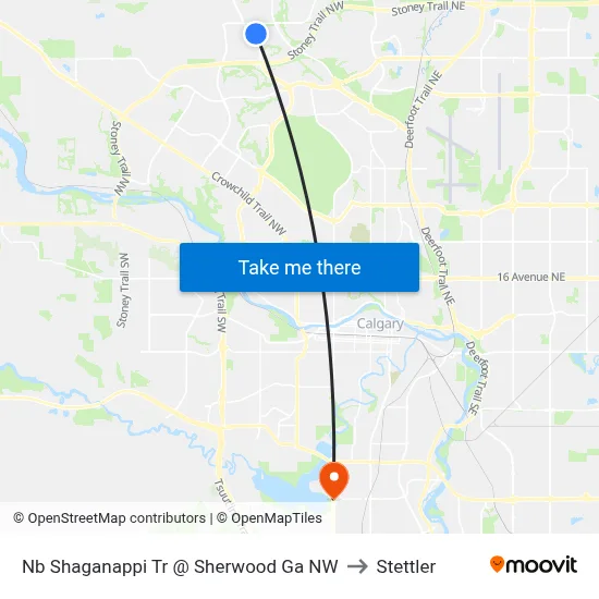 Nb Shaganappi Tr @ Sherwood Ga NW to Stettler map