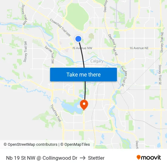 Nb 19 St NW @ Collingwood Dr to Stettler map