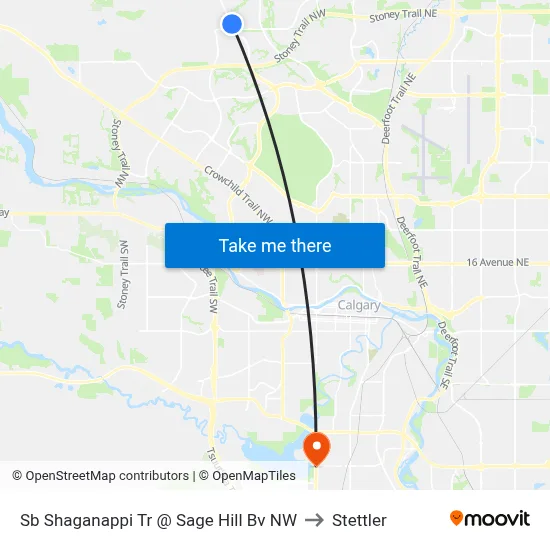 Sb Shaganappi Tr @ Sage Hill Bv NW to Stettler map