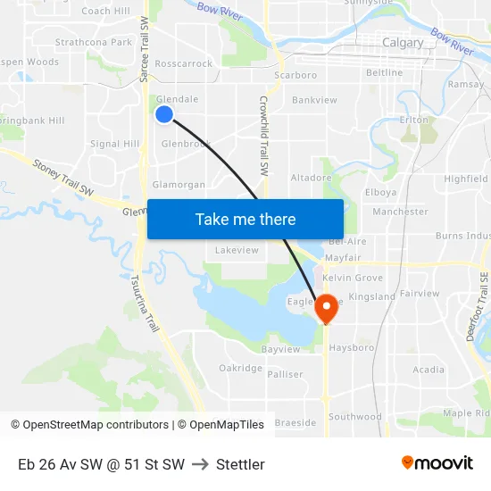 Eb 26 Av SW @ 51 St SW to Stettler map