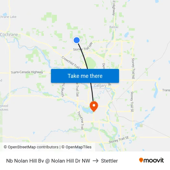 Nb Nolan Hill Bv @ Nolan Hill Dr NW to Stettler map