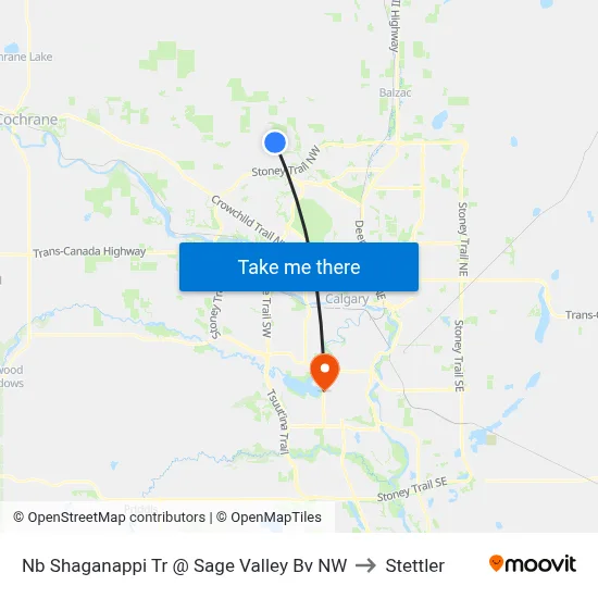 Nb Shaganappi Tr @ Sage Valley Bv NW to Stettler map