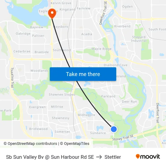 Sb Sun Valley Bv @ Sun Harbour Rd SE to Stettler map