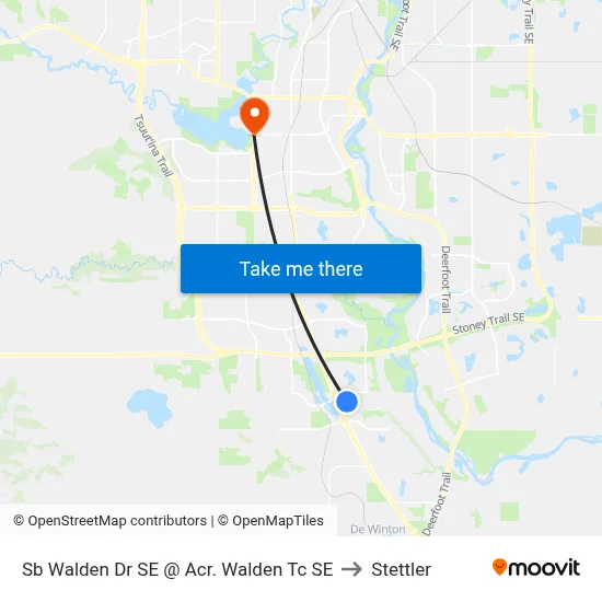 Sb Walden Dr SE @ Acr. Walden Tc SE to Stettler map