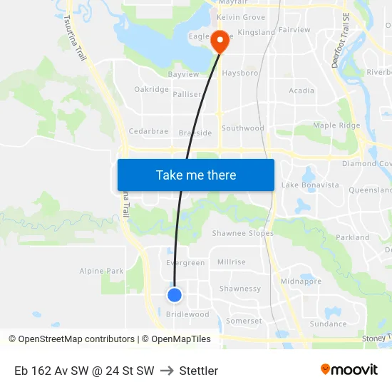 Eb 162 Av SW @ 24 St SW to Stettler map