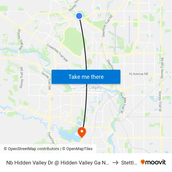 Nb Hidden Valley Dr @ Hidden Valley Ga NW to Stettler map