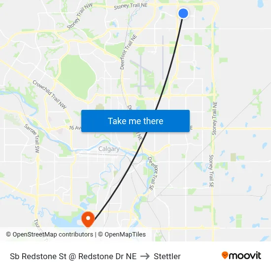 Sb Redstone St @ Redstone Dr NE to Stettler map