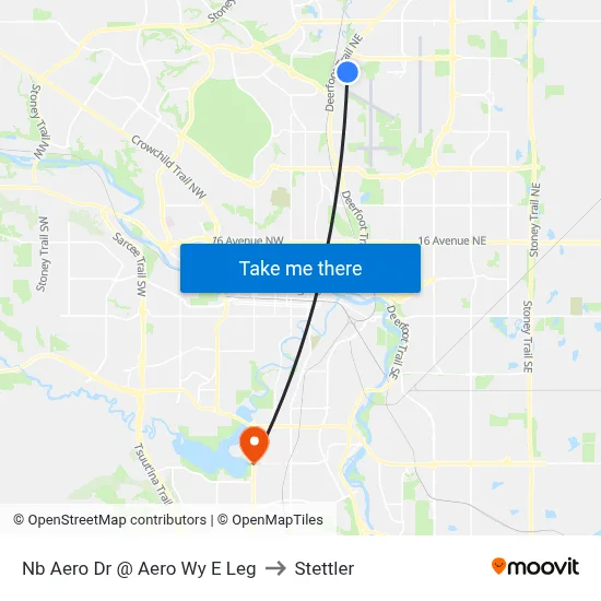 Nb Aero Dr @ Aero Wy E Leg to Stettler map