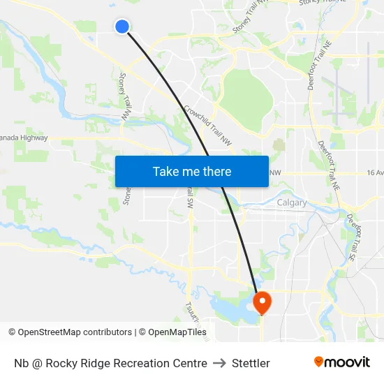 Nb @ Rocky Ridge Recreation Centre to Stettler map