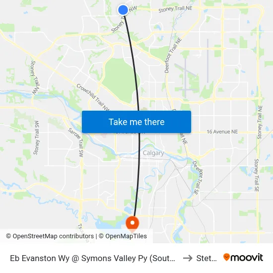 Eb Evanston Wy @ Symons Valley Py (South Leg)  NW to Stettler map