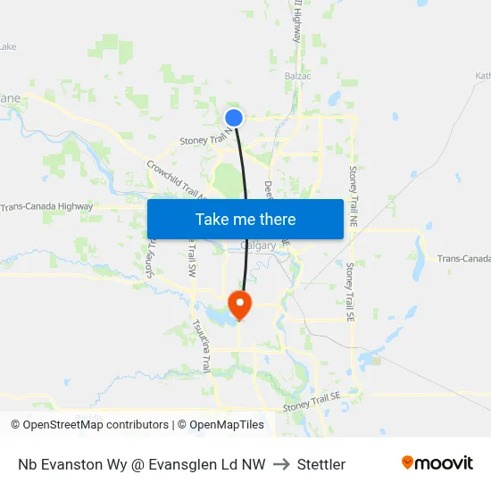 Nb Evanston Wy @ Evansglen  Ld NW to Stettler map