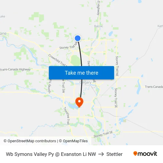 Wb Symons Valley Py @ Evanston Li NW to Stettler map
