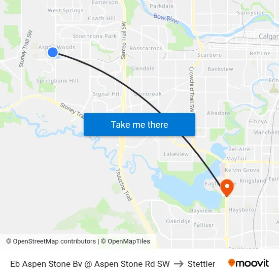 Eb Aspen Stone Bv @ Aspen Stone Rd SW to Stettler map