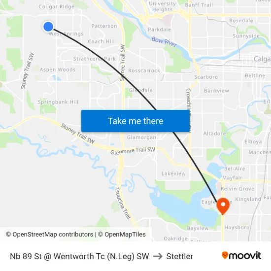 Nb 89 St @ Wentworth Tc (N.Leg) SW to Stettler map