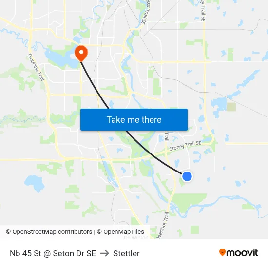 Nb 45 St @ Seton Dr SE to Stettler map