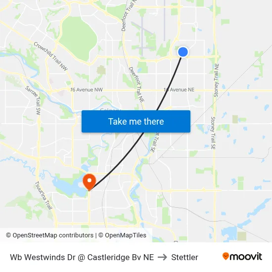 Wb Westwinds Dr @ Castleridge Bv NE to Stettler map