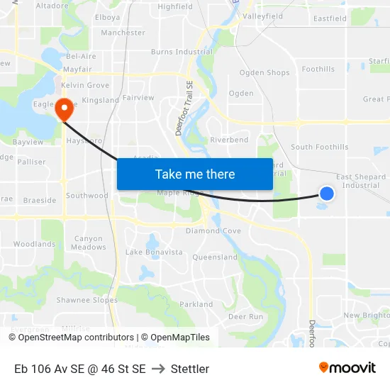 Eb 106 Av SE @ 46 St SE to Stettler map