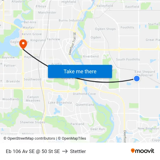Eb 106 Av SE @ 50 St SE to Stettler map