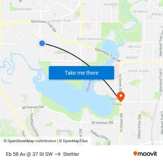 Eb 58 Av @ 37 St SW to Stettler map