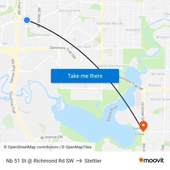 Nb 51 St @ Richmond Rd SW to Stettler map