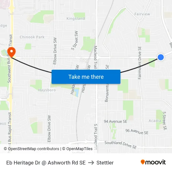 Eb Heritage Dr @ Ashworth Rd SE to Stettler map