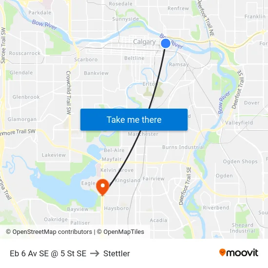 Eb 6 Av SE @ 5 St SE to Stettler map