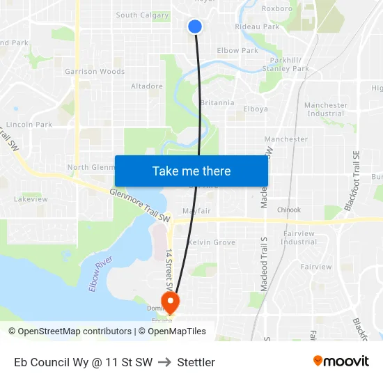 Eb Council Wy @ 11 St SW to Stettler map