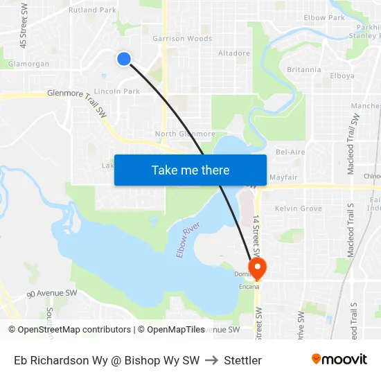 Eb Richardson Wy @ Bishop Wy SW to Stettler map