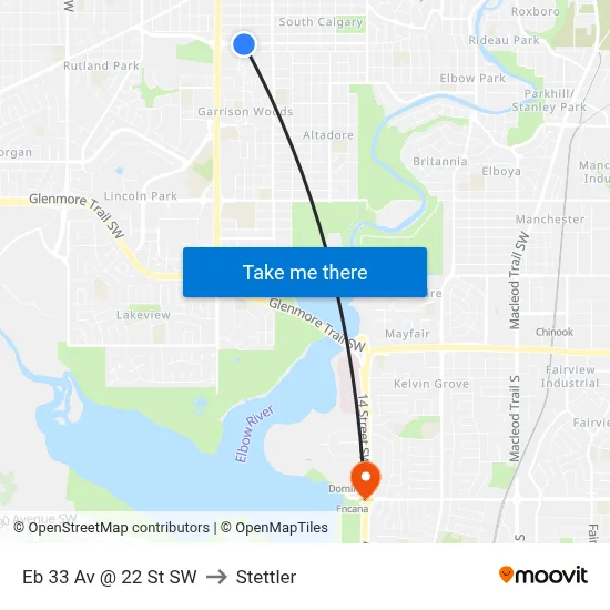 Eb 33 Av @ 22 St SW to Stettler map