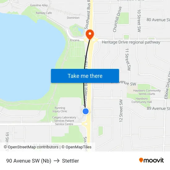 90 Avenue SW (Nb) to Stettler map