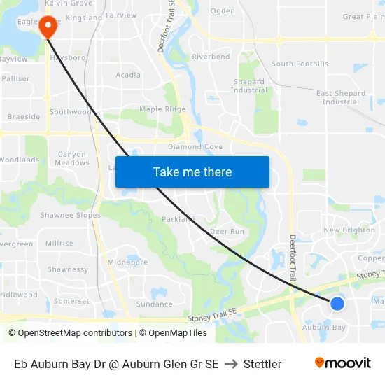 Eb Auburn Bay Dr @ Auburn Glen Gr SE to Stettler map