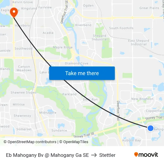 Eb Mahogany Bv @ Mahogany Ga SE to Stettler map