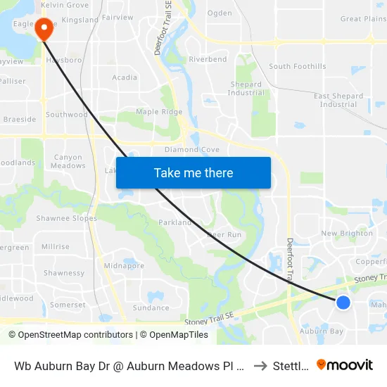 Wb Auburn Bay Dr @ Auburn Meadows Pl SE to Stettler map