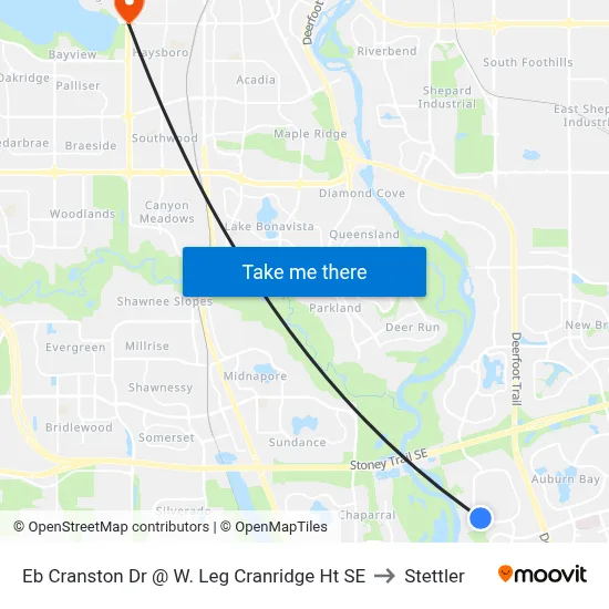 Eb Cranston Dr @ W. Leg Cranridge Ht SE to Stettler map