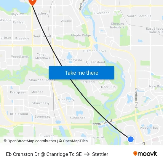 Eb Cranston Dr @ Cranridge Tc SE to Stettler map