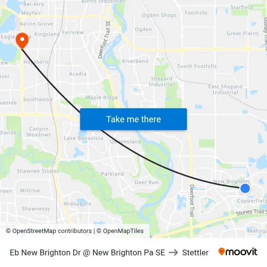 Eb New Brighton Dr @ New Brighton Pa SE to Stettler map
